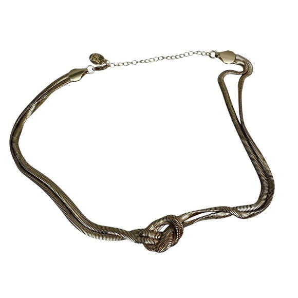 Time and Tru Gold Tone Snake Chain Necklace Knot Accent Adjustable 9.5 in L - Picture 5 of 8